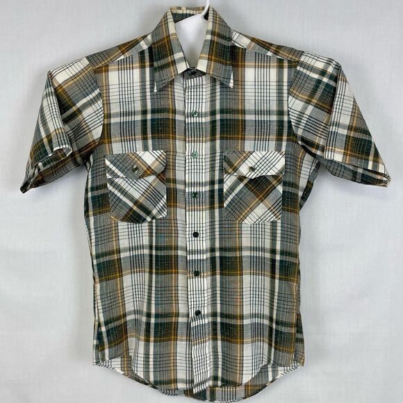 Campus Shirt‎ Mens Small Plaid Button Up Camp Hiking Short Sleeve Multicolored - Picture 1 of 12